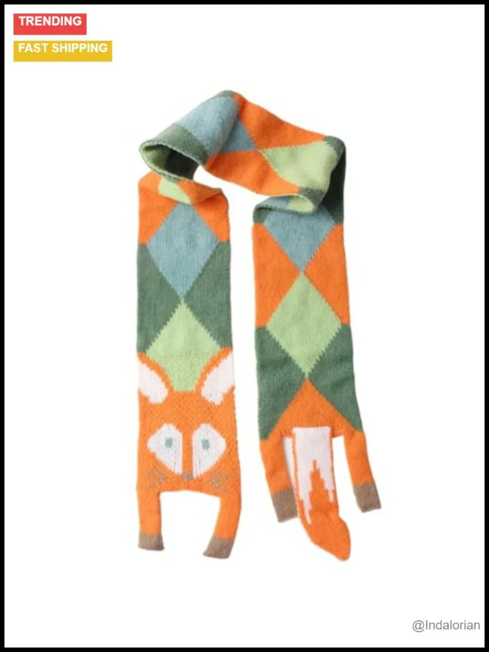 Fox Pattern Cozy Scarf Womens Shawl Autumn Winter Soft Knit Neck Warm Casual